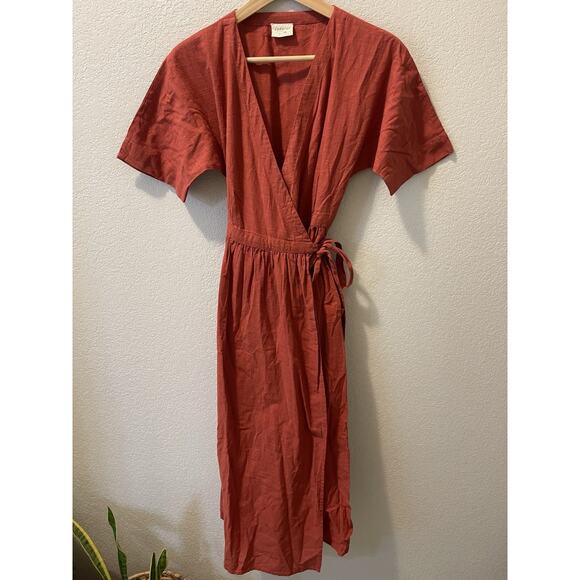 SF CURATOR Ansilee Wrap Dress Brick Red / Rust XS - Picture 5 of 7